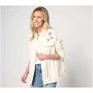 Peace Love World Love Unites Us Cotton Utility Jacket Pristine Medium A661835